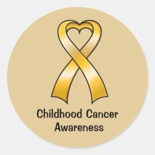 Childhood Cancer Heart Ribbon Classic Round Sticker
