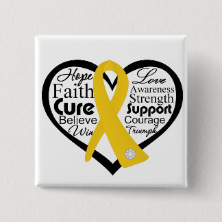 Childhood Cancer Heart Ribbon Collage 15 Cm Square Badge