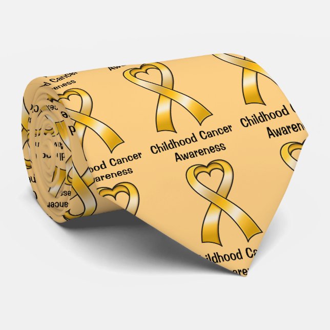 Childhood Cancer Heart Ribbon Tie (Rolled)
