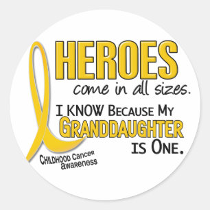Childhood Cancer Heroes All Sizes 1 Granddaughter Classic Round Sticker