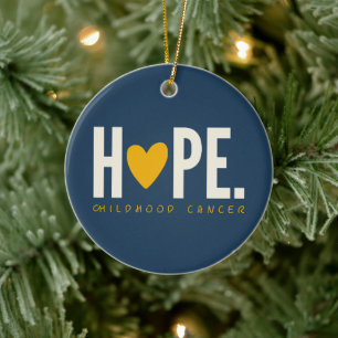 childhood cancer HOPE gold heart Ornament holiday