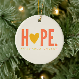 childhood cancer HOPE gold heart Ornament Holiday