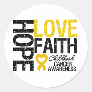 Childhood Cancer Hope Love Faith Classic Round Sticker