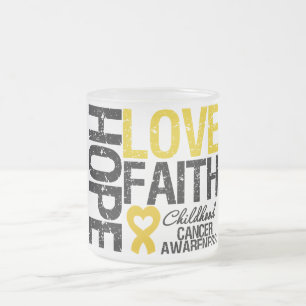 Childhood Cancer Hope Love Faith Frosted Glass Coffee Mug