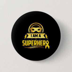 Childhood Cancer I Am A Superhero Ribbon 6 Cm Round Badge