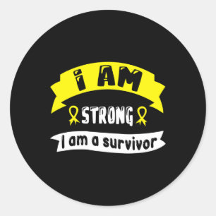 Childhood Cancer I Am Strong I Am A Survivor Classic Round Sticker