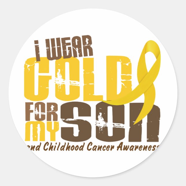 Childhood Cancer I WEAR GOLD FOR MY SON 6.3 Classic Round Sticker (Front)