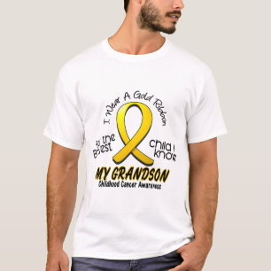 Childhood Cancer I Wear Gold Ribbon For Grandson T-Shirt
