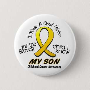 Childhood Cancer I Wear Gold Ribbon For My Son 6 Cm Round Badge