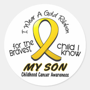 Childhood Cancer I Wear Gold Ribbon For My Son Classic Round Sticker