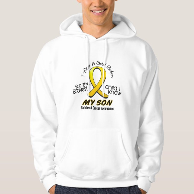 Childhood Cancer I Wear Gold Ribbon For My Son Hoodie (Front)