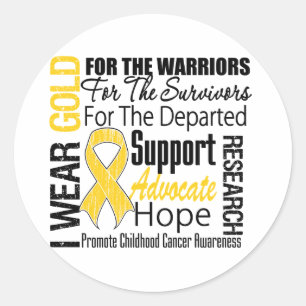 Childhood Cancer I Wear Gold Ribbon TRIBUTE Classic Round Sticker