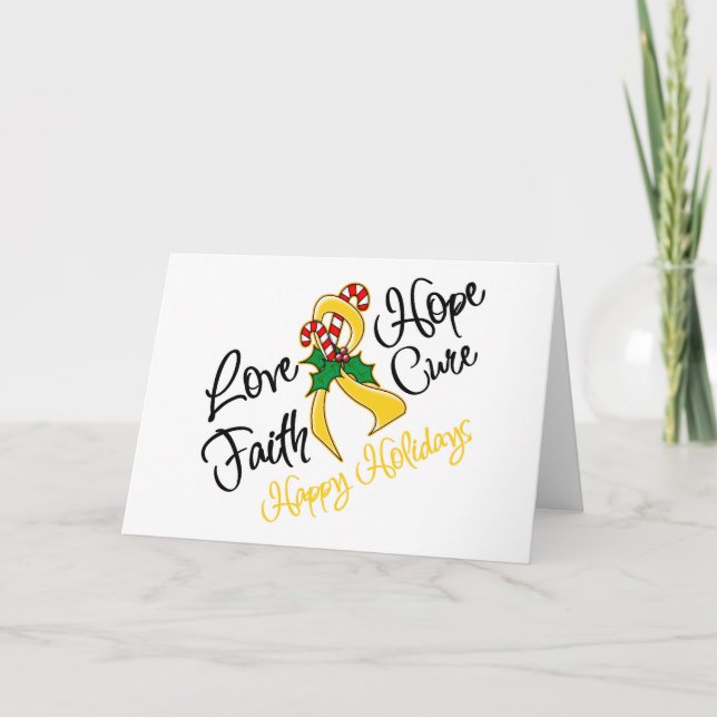 Childhood Cancer Love Hope Holidays Holiday Card (Front)