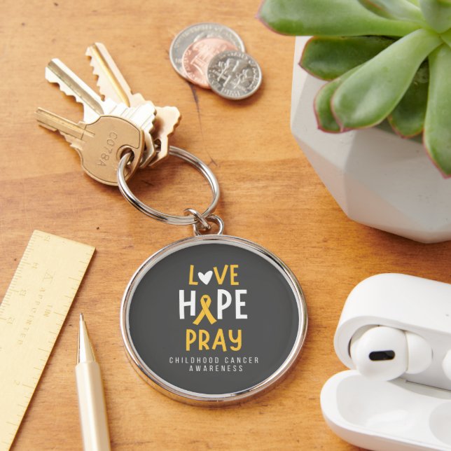 childhood cancer.love.hope.pray. Keychain (Desk)