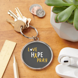 childhood cancer.love.hope.pray. Keychains