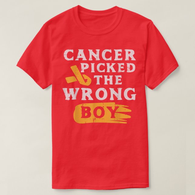Childhood Cancer Picked The Wrong Boy Awareness Ri T-Shirt (Design Front)