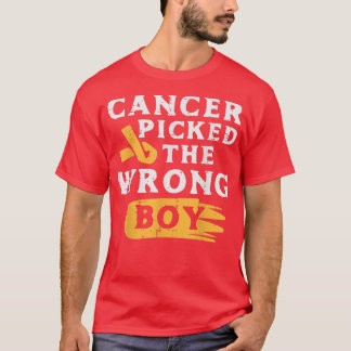 Childhood Cancer Picked The Wrong Boy Awareness Ri T-Shirt
