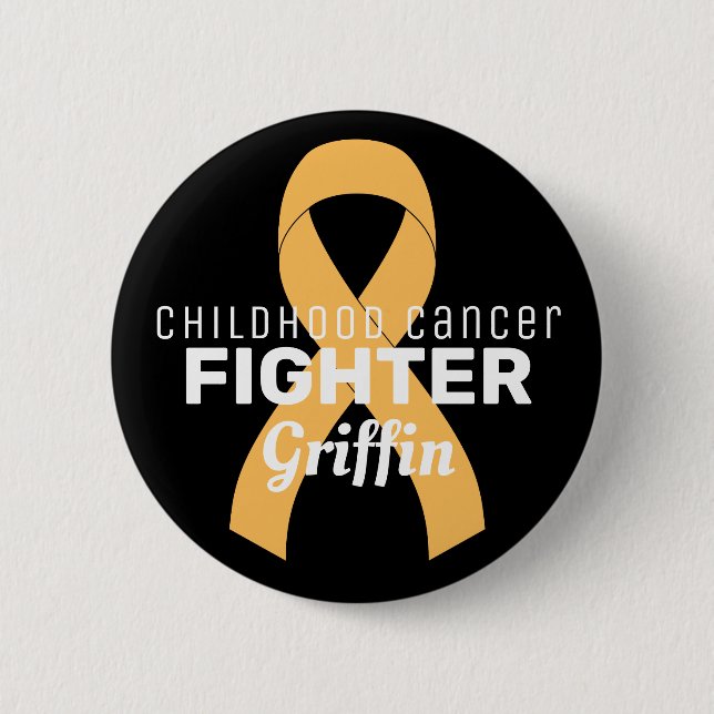 Childhood Cancer Ribbon Black Button (Front)