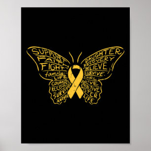 Childhood Cancer Ribbon Butterfly Awareness Suppor Poster