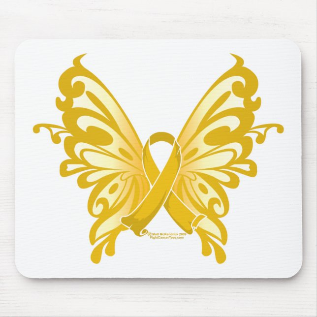 Childhood Cancer Ribbon Butterfly Mouse Mat (Front)
