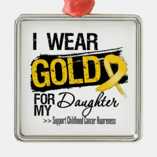 Childhood Cancer Ribbon For My Daughter Metal Tree Decoration