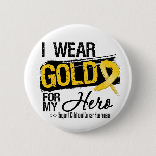 Childhood Cancer Ribbon For My Hero 6 Cm Round Badge