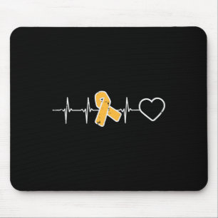 Childhood Cancer Ribbon Heartbeat Awareness Men Wo Mouse Mat