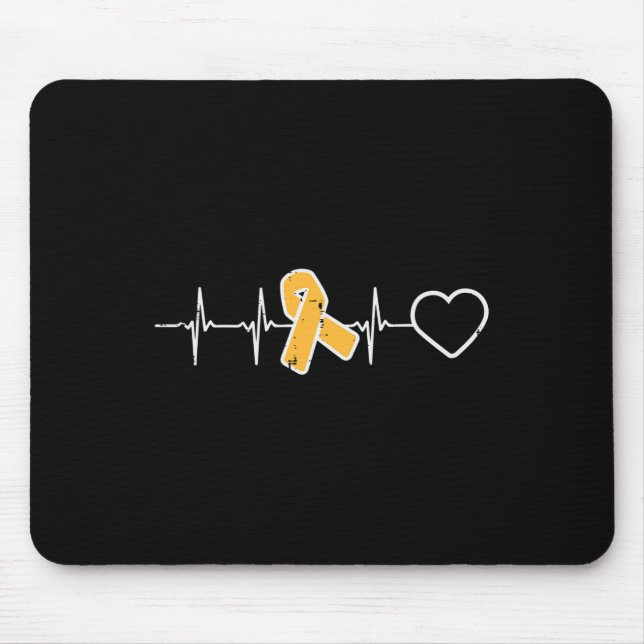 Childhood Cancer Ribbon Heartbeat Awareness Men Wo Mouse Mat (Front)