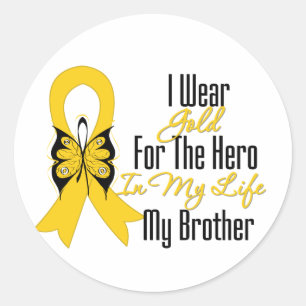 Childhood Cancer Ribbon My Hero My Brother Classic Round Sticker