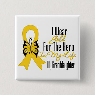 Childhood Cancer Ribbon My Hero My Granddaughter 15 Cm Square Badge