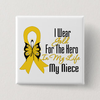 Childhood Cancer Ribbon My Hero My Niece 15 Cm Square Badge