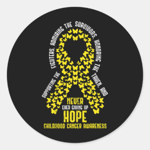 Childhood Cancer Ribbon Never Giving Up Hope Aware Classic Round Sticker