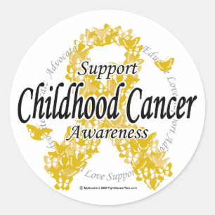 Childhood Cancer Ribbon of Butterflies Classic Round Sticker