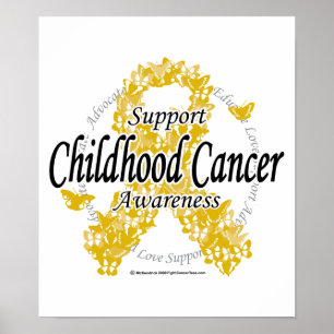 Childhood Cancer Ribbon of Butterflies Poster