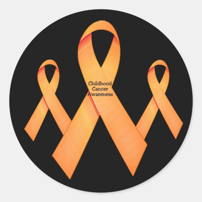 Childhood Cancer Ribbon Round Sticker (Front)
