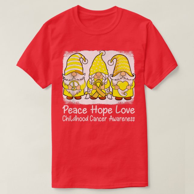 Childhood Cancer Support Gnomes With Ribbon Yellow T-Shirt (Design Front)