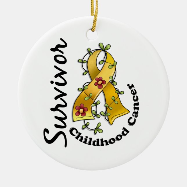 Childhood Cancer Survivor 15 Ceramic Tree Decoration (Front)