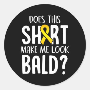 Childhood Cancer Survivor Bald Gold Ribbon Classic Round Sticker