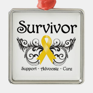 Childhood Cancer Survivor Floral Deco Metal Tree Decoration