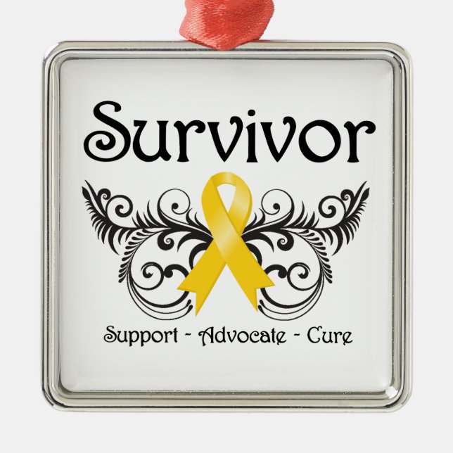 Childhood Cancer Survivor Floral Deco Metal Tree Decoration (Front)