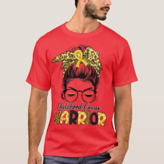 Childhood Cancer Survivor Messy Bun September We W T-Shirt