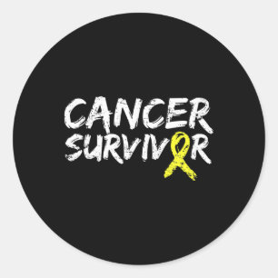 Childhood Cancer Survivor Yellow Ribbon Awareness Classic Round Sticker