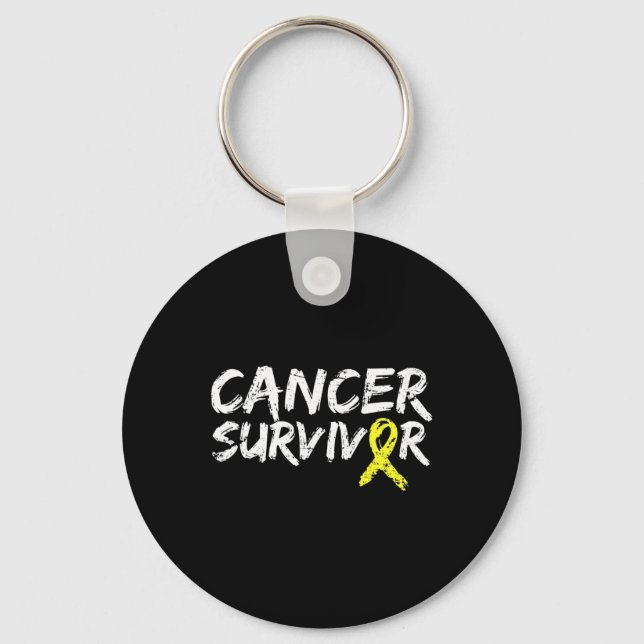 Childhood Cancer Survivor Yellow Ribbon Awareness  Key Ring (Front)