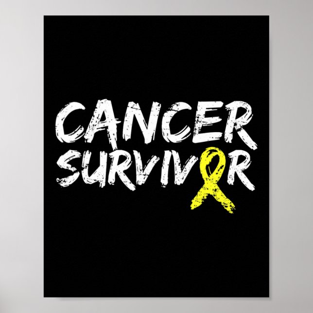 Childhood Cancer Survivor Yellow Ribbon Awareness  Poster (Front)