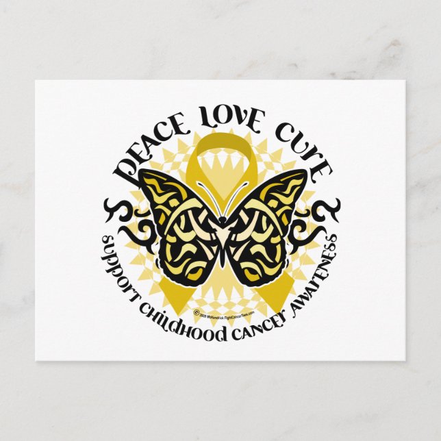 Childhood Cancer Tribal Butterfly Postcard (Front)