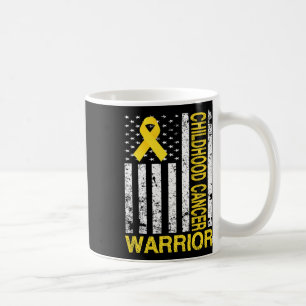 Childhood Cancer Warrior Awareness Usa Flag Golden Coffee Mug