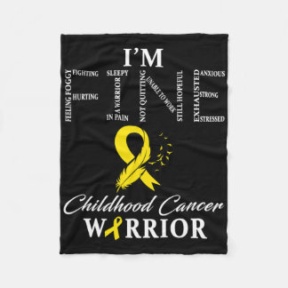 Childhood Cancer Warrior I'm Fine  Fleece Blanket