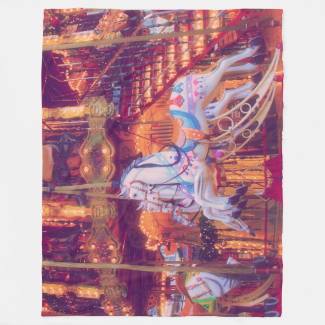 childhood dream - old horse carousel fleece blanket (Front)