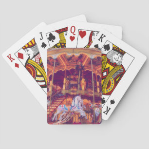 childhood dream - old horse carousel  playing cards