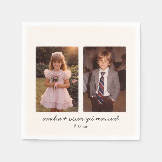 Childhood Photo Wedding Reception Cocktail Party Napkin (Front)